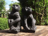 Polished  Black Soap Stone Baboons - Medium - Sold per piece - From Zimbabwe - TopRock