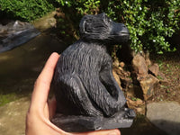 Polished  Black Soap Stone Baboons - Medium - Sold per piece - From Zimbabwe - TopRock