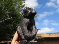 Polished  Black Soap Stone Baboons - Medium - Sold per piece - From Zimbabwe - TopRock