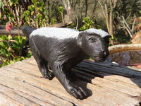 Polished  Large Black Soapstone Honey Badger Carving x 1 From Zimbabwe