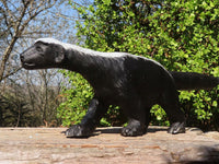 Polished  Large Black Soapstone Honey Badger Carving x 1 From Zimbabwe