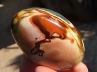 Polished  Polychrome / Picasso Jasper Palm Stones  x 12 From Mahajanga, Madagascar