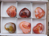 Polished Beautiful Carnelian Agate Hearts  x 6 From Madagascar - TopRock