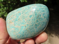 Polished Blue Amazonite Palm Stones  x 12 From Zimbabwe - TopRock