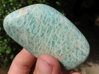 Polished Blue Amazonite Palm Stones  x 12 From Zimbabwe - TopRock