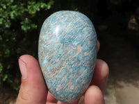 Polished Blue Amazonite Palm Stones  x 12 From Zimbabwe - TopRock