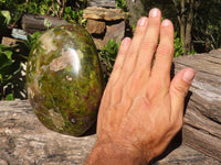 Polished Large Green Opal Standing Free Form  x 1 From Madagascar - Toprock Gemstones and Minerals 