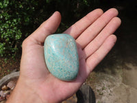 Polished Blue Amazonite Palm Stones  x 12 From Zimbabwe - TopRock