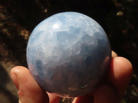 Polished Blue Calcite Spheres x 3 From Ihadilalana, Madagascar