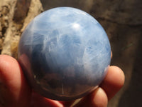 Polished Blue Calcite Spheres x 3 From Ihadilalana, Madagascar