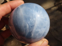 Polished Blue Calcite Spheres x 3 From Ihadilalana, Madagascar