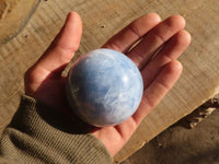 Polished Blue Calcite Spheres x 3 From Ihadilalana, Madagascar