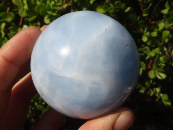 Polished Blue Calcite Spheres x 3 From Ihadilalana, Madagascar