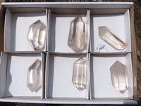 Polished Double Terminated Clear Quartz Crystals With Smokey Phantoms  x 6 From Madagascar - TopRock