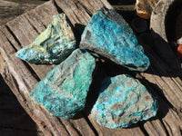 Natural Rough Blue Shattuckite Specimens  x 4 From Kaokoveld, Namibia - Toprock Gemstones and Minerals 