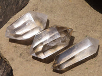 Polished Double Terminated Clear Quartz Crystals With Smokey Phantoms  x 6 From Madagascar - TopRock