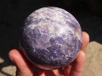 Polished  Purple Lepidolite Spheres With Pink Tourmaline On Some  x 3 From Madagascar