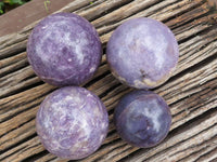 Polished Purple Lepidolite Mica Spheres  x 4 From Madagascar - TopRock