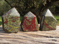 Polished Dragon Bloodstone (Bastite) Free Standing Crystals  x 3 From Tshipise, South Africa - TopRock