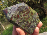 Polished Dragon Bloodstone (Bastite) Free Standing Crystals  x 3 From Tshipise, South Africa - TopRock