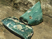 Polished One Side Polished Emerald Mtorolite / Chrome Chrysoprase Standing Free Forms  x 2 From Mutorashanga, Zimbabwe - TopRock