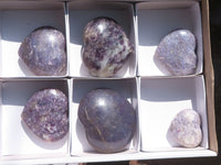 Polished Purple Lepidolite Mica Hearts  x 6 From Madagascar - TopRock