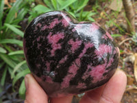 Polished Pink & Black Rhodonite Hearts  x 3 From Ambindavato, Madagascar - TopRock