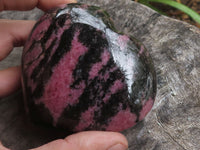 Polished Pink & Black Rhodonite Hearts  x 3 From Ambindavato, Madagascar - TopRock