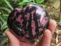 Polished Pink & Black Rhodonite Hearts  x 3 From Ambindavato, Madagascar - TopRock