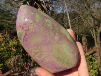 Polished  Purple Stichtite & Serpentine Standing Free Forms x 2 From Barberton, South Africa