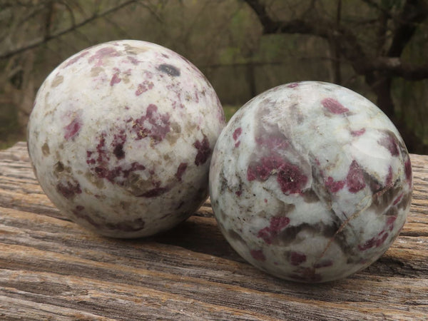 Polished Pink Tourmaline Rubellite Spheres x 2 From Madagascar - TopRock