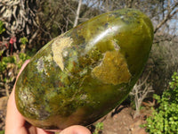 Polished  Green Opal Standing Free Form  x 1 From Antsirabe, Madagascar