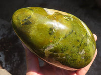 Polished  Green Opal Standing Free Form  x 1 From Antsirabe, Madagascar