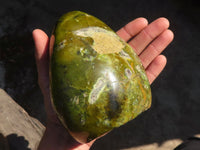 Polished  Green Opal Standing Free Form  x 1 From Antsirabe, Madagascar