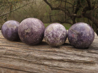 Polished Purple Lepidolite Mica Spheres  x 4 From Madagascar - TopRock