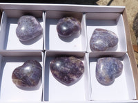 Polished Purple Lepidolite Hearts  x 6 From Madagascar - TopRock