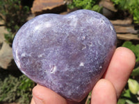 Polished Purple Lepidolite Hearts  x 6 From Madagascar - TopRock