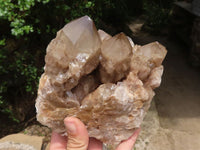 Natural Cascading White Phantom Smokey Quartz Clusters  x 2 From Luena, Congo - TopRock