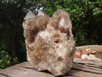 Natural Cascading White Phantom Smokey Quartz Clusters  x 2 From Luena, Congo - TopRock