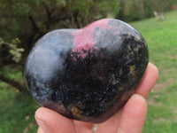 Polished Pink & Black Rhodonite Hearts  x 4 From Madagascar - TopRock