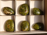 Polished  Green Opal Standing Free Forms  x 6 From Madagascar