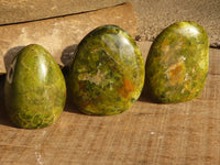 Polished  Green Opal Standing Free Forms  x 6 From Madagascar