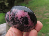 Polished Pink & Black Rhodonite Hearts  x 4 From Madagascar - TopRock