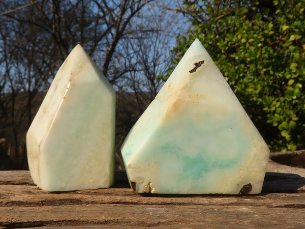 Polished Rare Blue Smithsonite Aragonite Standing Free Forms x 4 From Congo