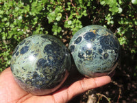 Polished Stromatolite / Kambamba Jasper Spheres  x 2 From Katsepy, Madagascar - Toprock Gemstones and Minerals 