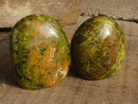 Polished  Green Opal Standing Free Forms  x 6 From Madagascar