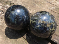 Polished Gorgeous Blue Iolite / Water Sapphire Spheres  x 2 From Madagascar - TopRock