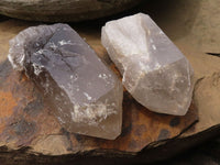 Polished Single Smokey Quartz Crystals (One With Golden Rutile) x 6 From Erongo, Namibia - TopRock