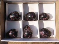 Polished Rhodonite Gemstone Eggs x 6 From Madagascar