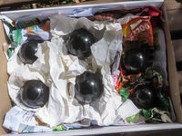 Polished Pitch Black Basalt Spheres  x 6 From Madagascar - TopRock